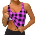 thumbnail image 2 of Sikiie Purple Black Buffalo Plaid Print Strappy Sports Bra for Women Padded Push Up Sports Bra Athletic Running Sports Bra Workout Bra Yoga Bra, 2 of 5