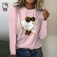 thumbnail image 3 of Camiseta de manga larga con estampado de flores para mujer, ropa básica de cuello redondo, informal, vacaciones, fin de semana, dulce, Primavera, 3 of 4
