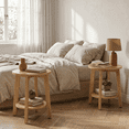 thumbnail image 3 of EDX Small Round End Table Set of 2, Modern Nightstand with Tapered Legs, 2-Tier Storage Side Table, Easy Assembly, Space-Saving Accent Table for Living Room Bedroom, Natural Wood, 3 of 9
