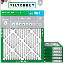 Filterbuy 12x18x1 MERV 8 Dust Defense, Pleated HVAC AC Furnace Air Filters (6-Pack)