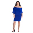 thumbnail image 3 of Plus Size Off the Shoulder Bodycon Mini Dress Ruffled Sleeve, 3 of 8
