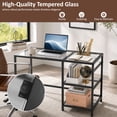 thumbnail image 2 of 42" Modern Home Office Desk with 2 Open Shelves and Metal Frame, Computer Desk Laptop PC Work Table, Black, 2 of 7