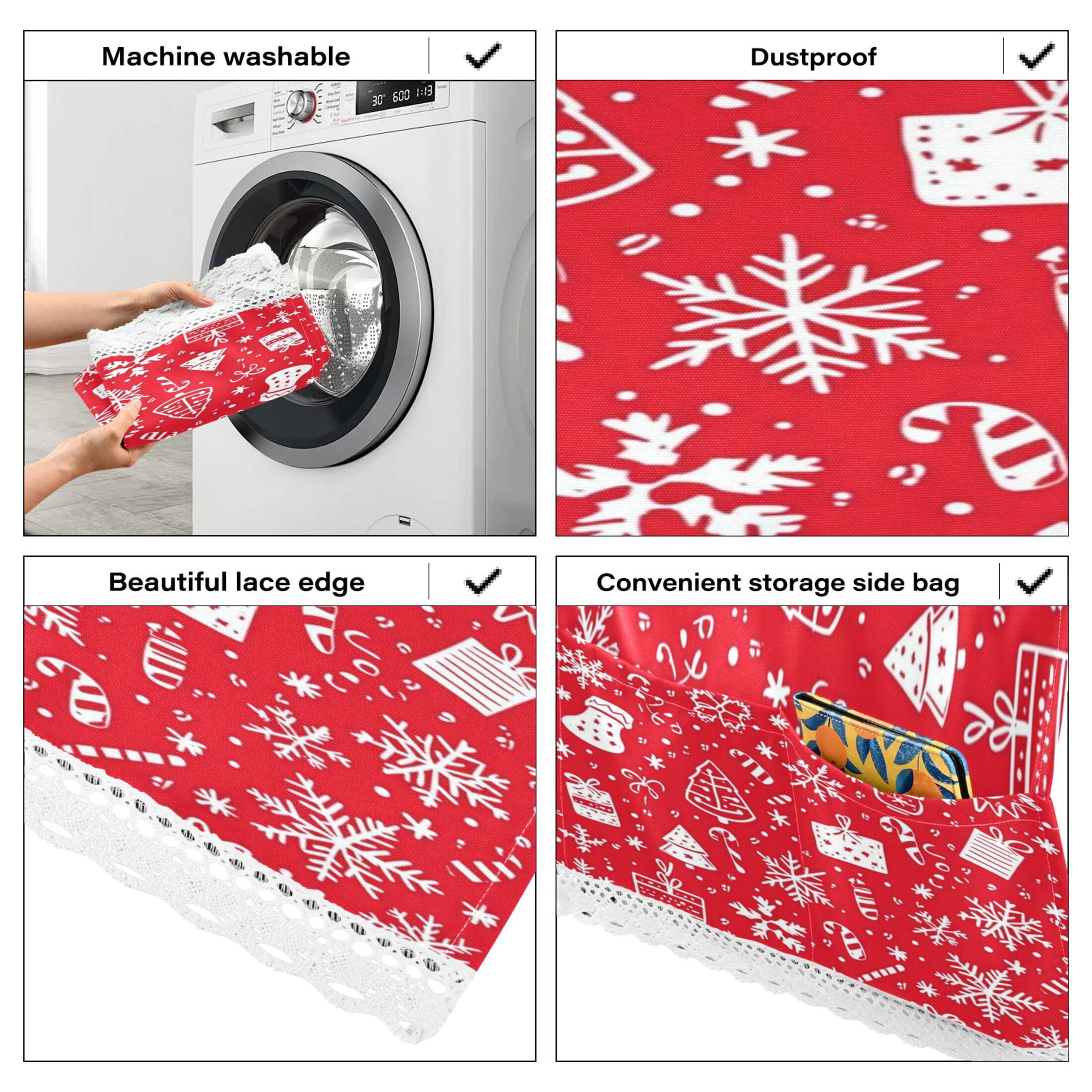 Christmas Elements A PatWasher and Dryer Covers Dust-Proof and Oil Resistant Fridge Cover with 4 Storage Pockets Washing Machine Top Cover for Laundry Kitchen Home 51.2 x 22 In