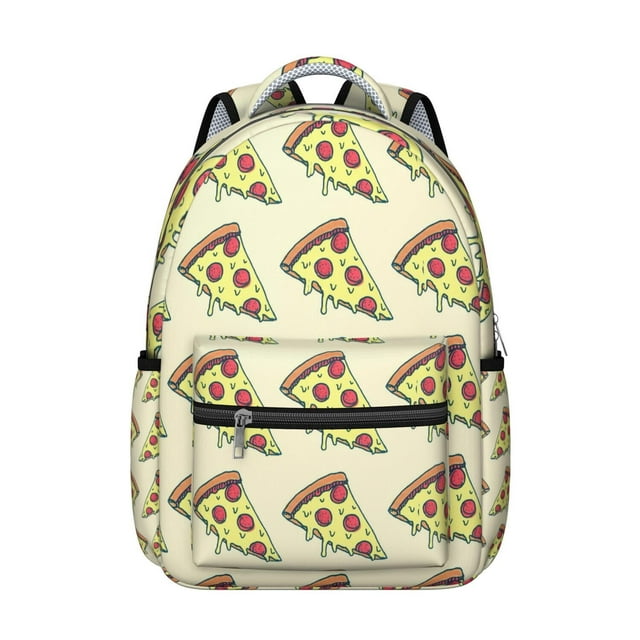 Funny Pizza Students Backpack Foodie Food School Bag with Delicious Pizza Party Pattern, Lightweight and Adjustable Strap