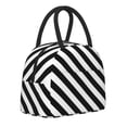 thumbnail image 2 of Lunch Bag Black And White Stripe Reusable Insulated Lunch Tote Cooler Box for Women Men Black, 2 of 7