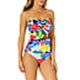 thumbnail image 3 of Anne Cole MULTI Tropic Stamp Twist Front Shirred One Piece Swimsuit, US 10, 3 of 5