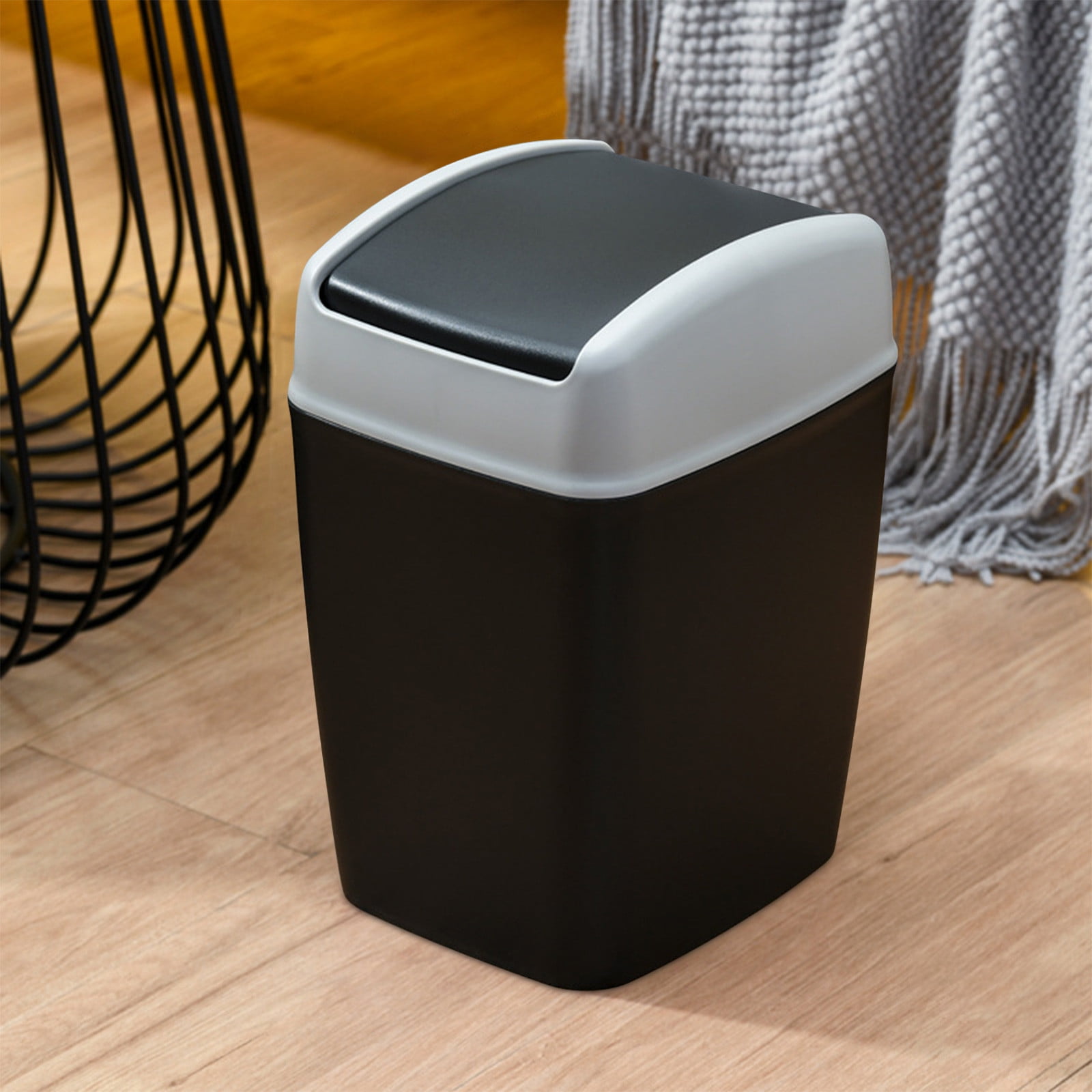 Qholemyo High end Household Flip Top Garbage Bin With Lid Kitchen Trash Can Living Room Toilet Bathroom Indoor Trash Can
