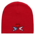 thumbnail image 5 of 2 Love Birds Embroidered 8 Inch Short Beanie - Red OSFM, 5 of 5