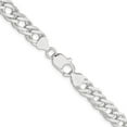 thumbnail image 2 of Diamond2Deal 925 Sterling Silver 7.75mm 6 Side Diamond-Cut Flat Double Curb Chain Necklace for Men 20", 2 of 6