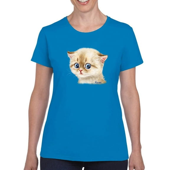 Adorable Kitten T-Shirt Women -Kayomi Harai Designs, Female Large