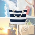 thumbnail image 4 of Beach Bags Shoulder Tote Handbag Canvas Stripe Women Bags, 4 of 6
