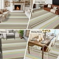 thumbnail image 6 of Vintage Stripes Washable Living Room Rugs 8'x10', Yellow Brown Pink Striped Abstract Lines Low Pile Throw Large Area Rug Non-Slip Sturdy Edge Binding Carpet for Bedroom Dining Room Office, 6 of 9