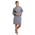 thumbnail image 3 of Turkuoise Linen Lightweight Knee Length Waffle Kimono Bath and Spa Robe Gray Medium, 3 of 5