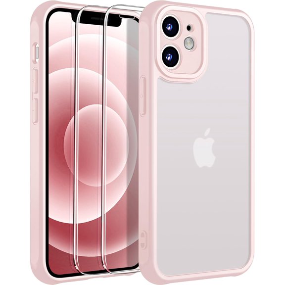 [3 in1 for iPhone 12 Mini Case, [Anti-Yellowing] [-Grade Protection] [with 2 pcs Screen Protector] Full-Body Protective Phone Case. Pink……