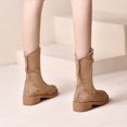 thumbnail image 4 of jsaierl Women's Mid Calf Combat Riding Fashion Winter Boots Pull On Fall Weather Short Boots, 4 of 4