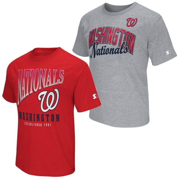 Men's Starter  Red/Heather Gray Washington Nationals Two-Pack T-Shirt Set