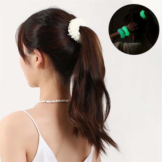 OOCA Chouchous Lumineux en Peluche pour Filles Bandeau Coloré pour Femmes Porte-Queue de Cheval Accessoires de Mode Élastiques