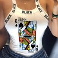 thumbnail image 1 of Top De Camisola Delgado Con Estampado De Reina De Póquer, Top De Tirantes De Espagueti Con Lazo Trasero Sexy Para El Verano, Ropa De Mujer, 1 of 4