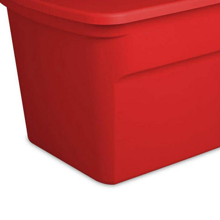 Sterilite 30 Gallon Durable Stacking Seasonal Storage Tote, Red (6