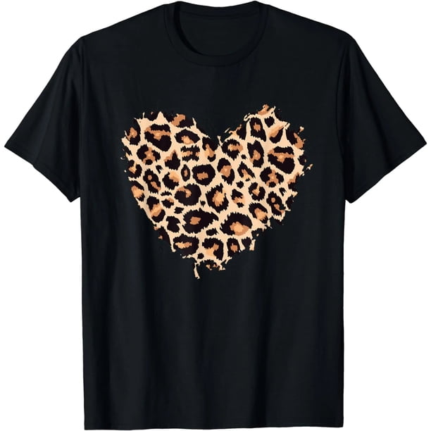 Playera de Mujer con Estampado de Corazones de Guepardos y Leopardos