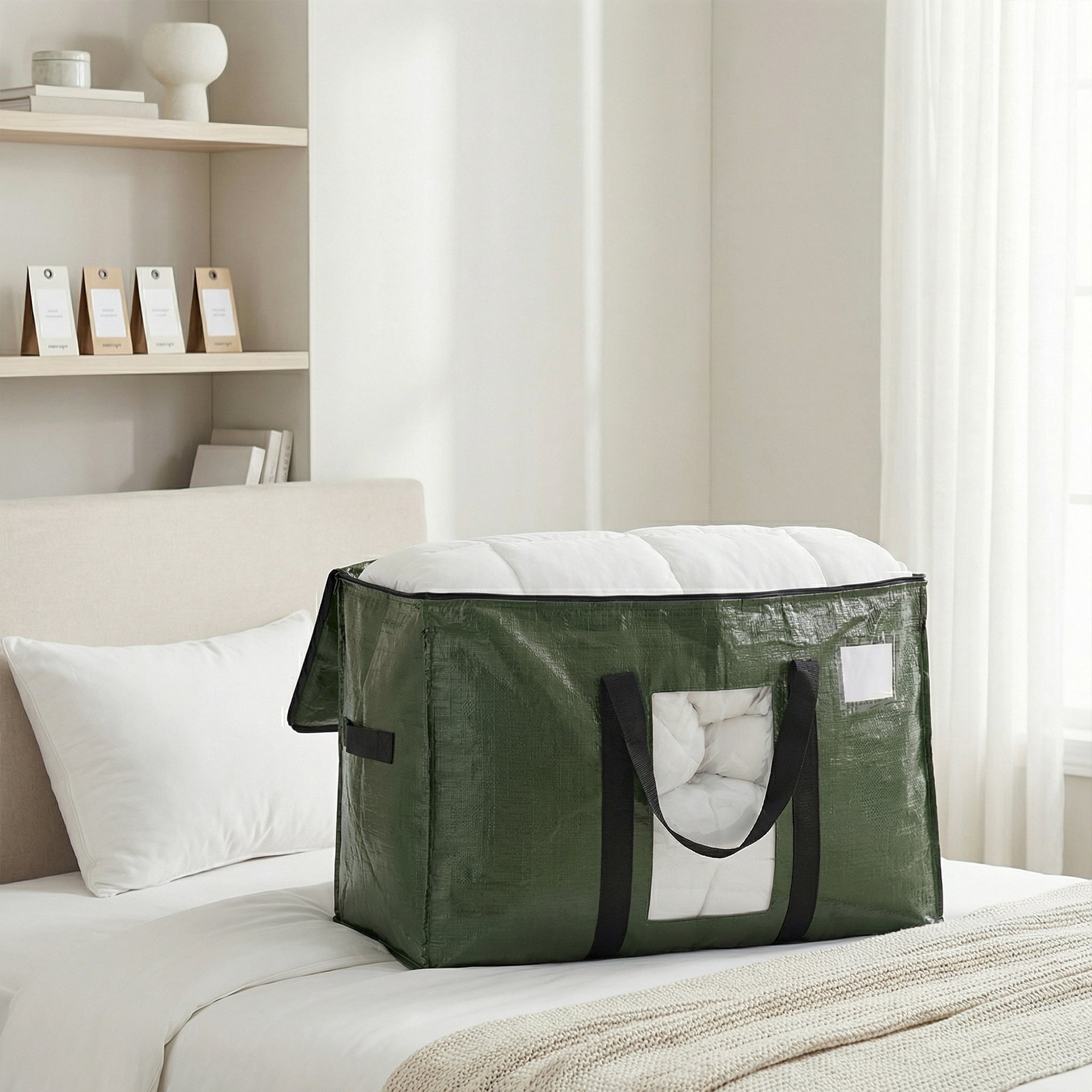 Unique Bargains Storage Bags for and Closet with Handles Green 27.56"x13.78"x16.54"