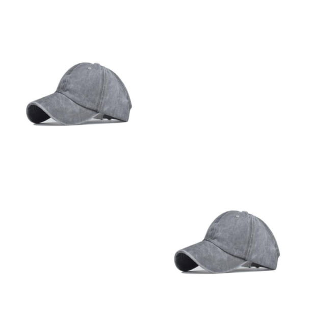 Qarigey Gorra de béisbol para mujer, gorra deportiva con cola de caballo, primavera otoño, poliéster, transpirable, informal, accesorio Gris 2piezas
