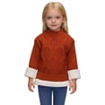 thumbnail image 2 of Rggeeun Girls Child Sweaters Solid Color Knitted Lined Long Sleeve Crew Neck Winter Thermal Soft Cozy Kids Trendy Pullover,Orange,12-13 Years, 2 of 4