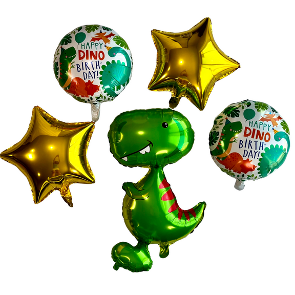 Green Dinosaur Foil Balloons Kids Birthday Party Decorations 5PC Set | Party Supplies and Parties Celebrations Decor | Gifts for Kids