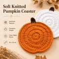thumbnail image 4 of Knitted Yarn Pumpkin Cup Coaster, Fall and Halloween Decor, Halloween Table Decorations for Home, Fall Pumpkin Table Decor, 4 Inch Diameter Handmade Crocheted Table Mat, Heat, 4 of 7