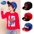 thumbnail image 2 of Gorro de béisbol de dibujos animados para niños y niñas, gorro de hip hop con borde plano, Spiderman, plantilla de dibujos animados animados, gorros de bebé de 2 a 8 años, Marvel hola suerte  unisex, 2 of 2
