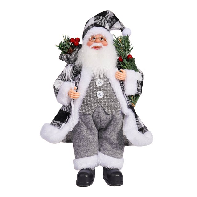 12in Xmas Santa Doll Cartoon Cute Collection Standing Santa Ornament for Home Show Window Decoration