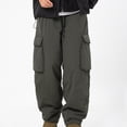 thumbnail image 1 of Pantalones largos para hombre, estilo exterior, a la moda, gruesos, impermeables, lisos, informales, con cintura elástica y bolsillos, pantalones cargo para hombre., 1 of 7