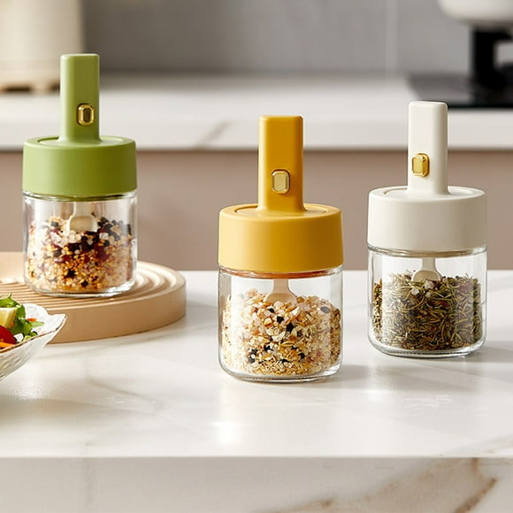 Household Glass Seasoning Jar , Retractable Salt Shaker, Glass, Sealed Wet-Proof, Modern Kitchen, Family Cooking, Easy Serving, Stainless Steel Top, Contemporary Design, Home Gadget, Kitchen Sopatenor