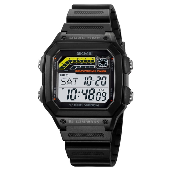 Men's Digital Multi-Function Watches Dual Time Alarm Stopwatch Countdown Backlight Waterproof Watch