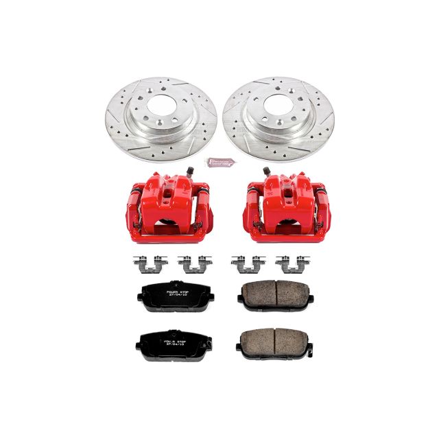 PowerStop Rear Z23 Evolution Sport Brake Pad and Rotor Kit with Red Powder Coated Calipers Fits: MAZDA Select Models KC2451