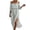 *1-Gray, variant on Women's Off Shoulder Cotton Linen Midi Dress, Summer Casual Beach Vacation Dress For Women, Ladies' Elbow Sleeve Side Split Flowy Dress,Blue,S-3XL