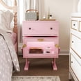 thumbnail image 1 of RoyalCraft Nightstand with LED Light Strips, Rotating Drawer & Glass Door, Pink, 1 of 7