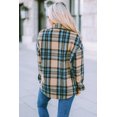 thumbnail image 3 of Women's Brown Plaid Color Block Buttoned Shirt with Pockets, 3 of 5