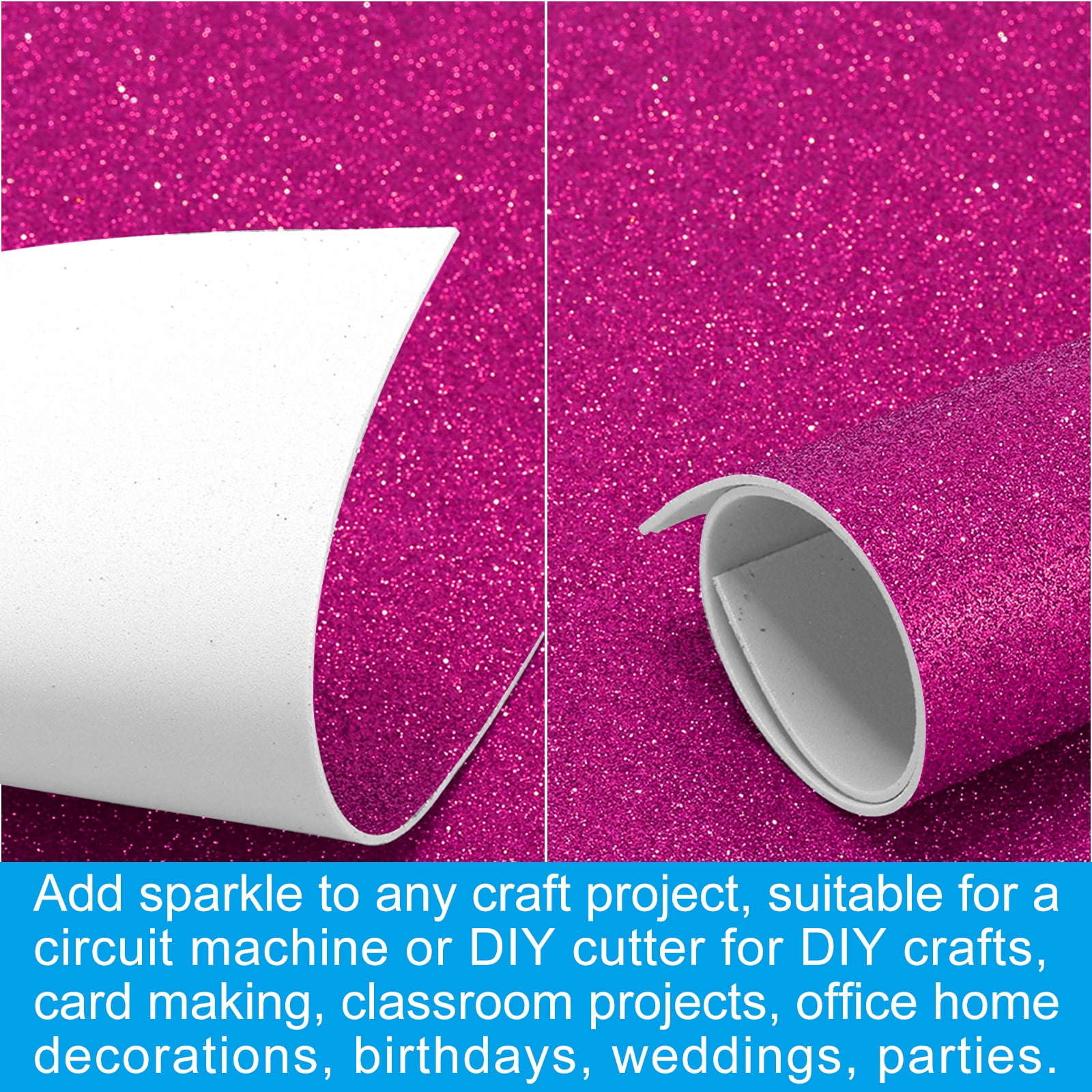 Uxcell 2mm(1/10") Thick Adhesive Glitter Foam Sheet 16x24inch(40x60cm) Purple Red, EVA Shiny Foam Board for Craft, 6 Pcs