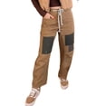 thumbnail image 5 of Womens Low Rise Baggy Barrel Horseshoe Jeans Patchwork Denim Pants with Pockets, 5 of 6