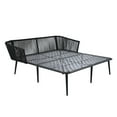 thumbnail image 6 of Royard Oaktree Patio Daybed, Outdoor Sofa Bed with Woven Nylon Rope Backrest and Metal Legs, 2-person Daybed with Cushions and Pillows, Patio Furniture Sun Bed for Backyard Poolside, Black+Grey, 6 of 7