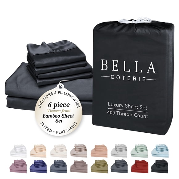Juego de sábanas BC Bella Coterie King de viscosa de bambú, bolsillo profundo de 18 cm