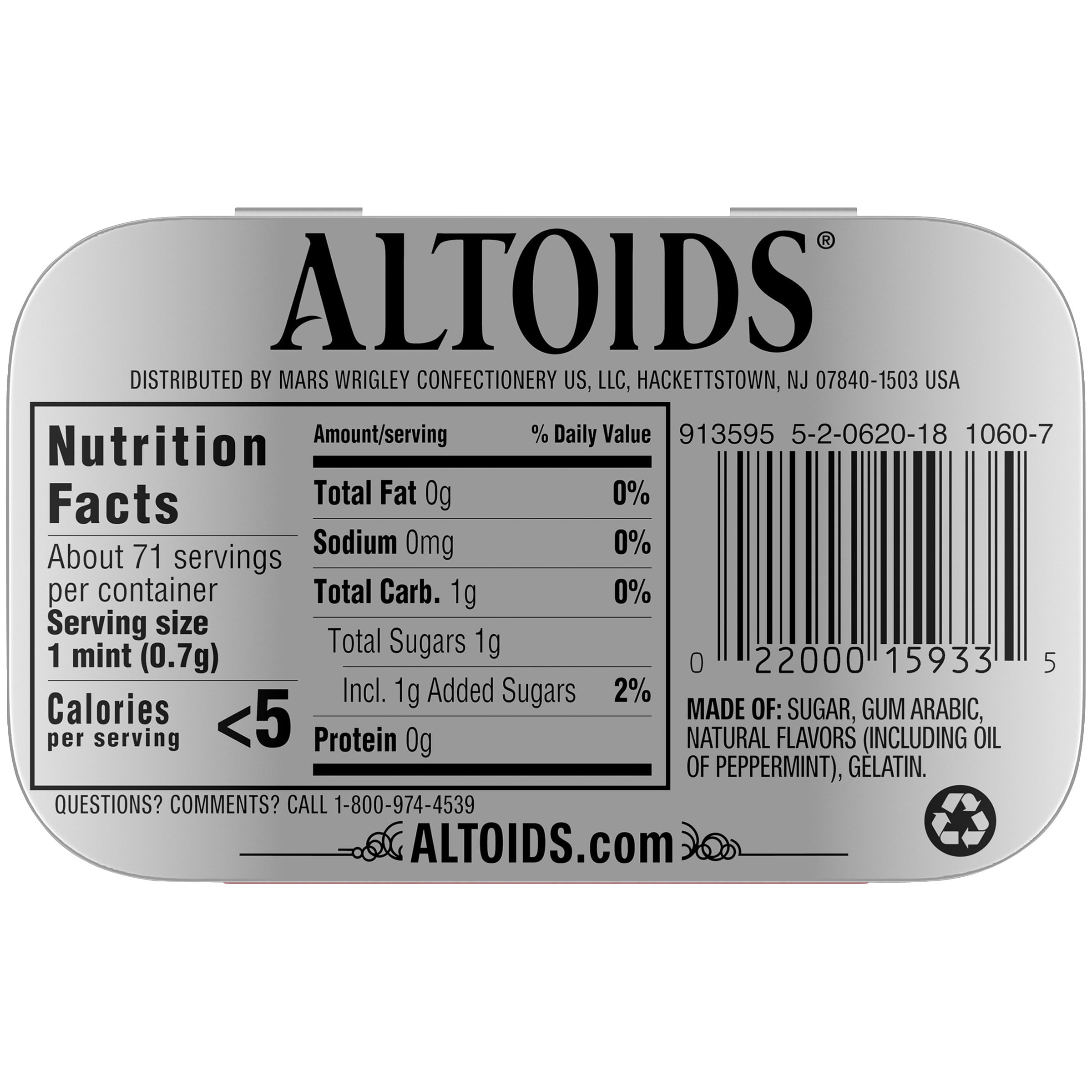 Altoider klassisk pepparmint andedräkt mints hård godis tenn, 1.76 oz