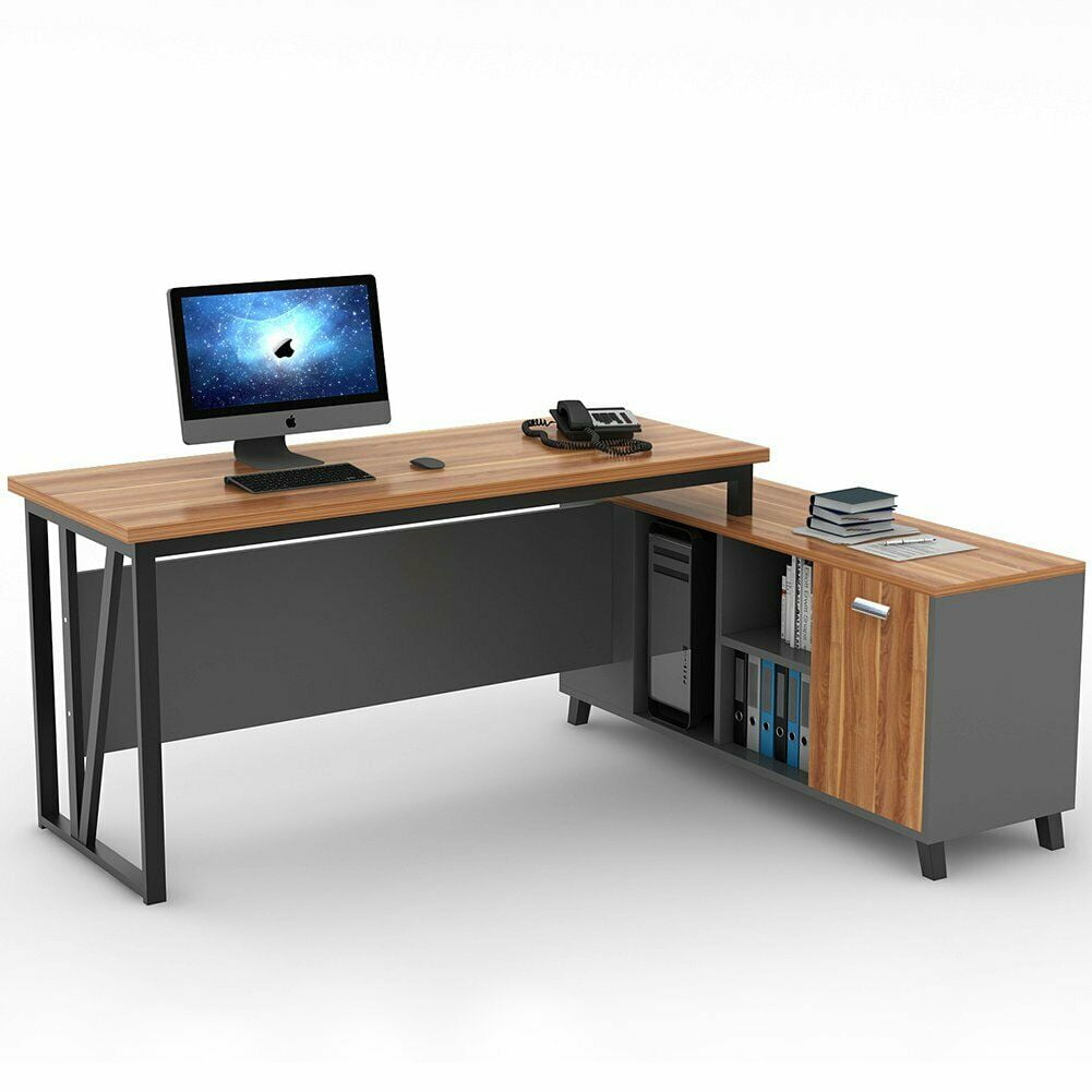 55" Executive Desk Furniture w/ 39” File Cabinet Storage Details about   L-Shaped Office Desk 