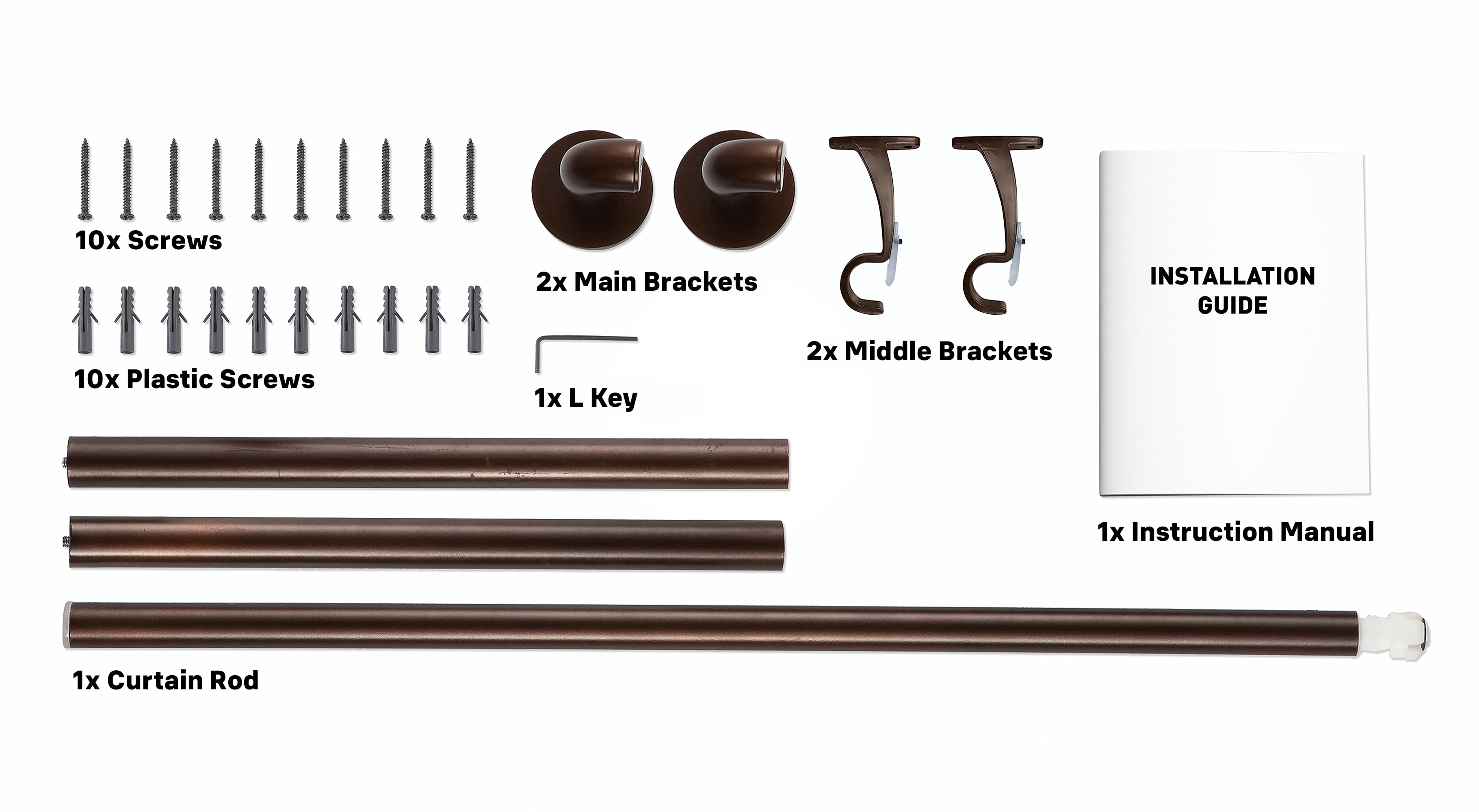 THD Wrap Around Room Darkening Grommet Curtain Rod & Bracket Set - Adjustable Telescoping Curtain Rod - Sturdy Rustproof Pipe 1" Diameter for Heavy Blackout Drapes - 86" to 144" Inch - Bronze