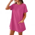thumbnail image 5 of Jinhomg Summer Rompers for Women 2026 Casual Loose Fit Short Sleeve Jumpsuits Tie Knot Back Shorts Overalls with Pockets Hot Pink L, 5 of 10