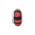 thumbnail image 2 of Red Black Hand Blown Glass Charm .925 Sterling Silver Antiqued Reflection Beads, 2 of 5