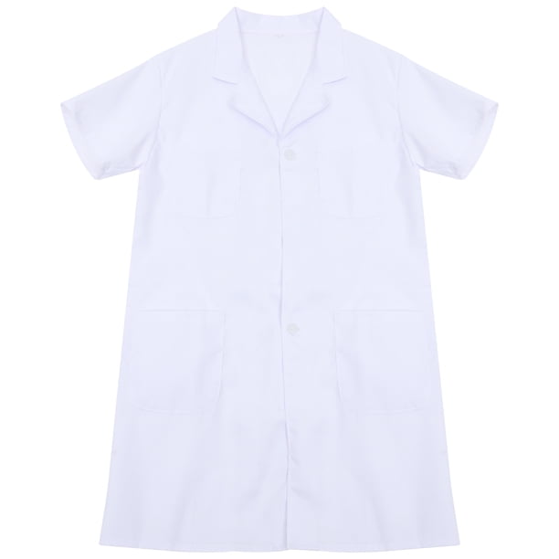 FELTECHELECTR Uniforme de enfermera para mujer, manga corta, bata blanca, uniforme médico, ropa de cosplay de Halloween, talla XXL