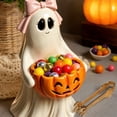 thumbnail image 5 of Resin Ghost Figurine with Pumpkin Candy Bowl Halloween Porch Yard Patio Decor Freestanding Indoor Outdoor Statue Virelaxpo, 5 of 7