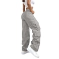 thumbnail image 5 of Ecqkame Cargo Pants for Women Solid Elastic Waist Work Long Pants with Multiple Pockets Outdoor Hiking Daily Casual Trousers Gray XXL, 5 of 9